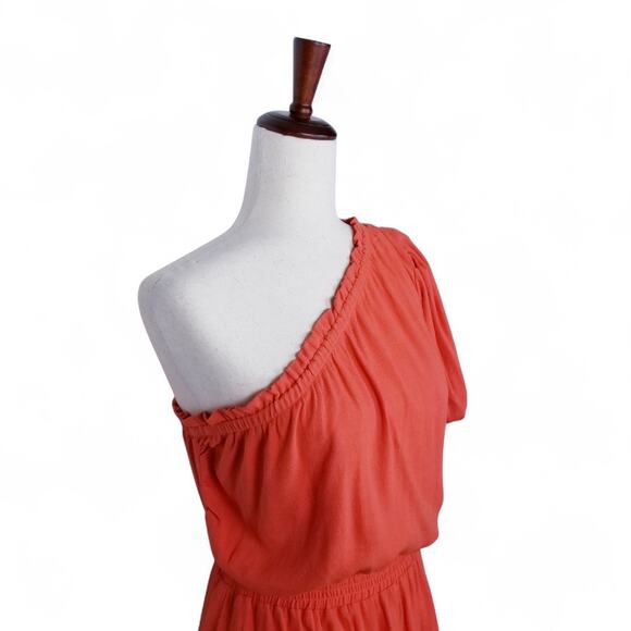 PROMESA Dress One-Shoulder Linen Blend Orange - Size M - Picture 3 of 8